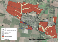 Map showing the current North Plains boundary with the expansion area surrounding it mostly to the north, east, and west.