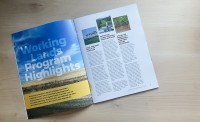 Interior spread from 2023 Annual Report showing working lands program highlights