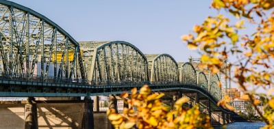 Interstate bridge, viewed from shore