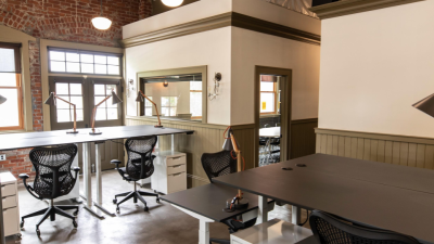 Interior of the office on SE Oak, with modern industrial aesthetic