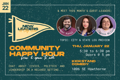 New Leaders at City Club Community Happy Hour at Kickstand Comedy, Jan. 22.