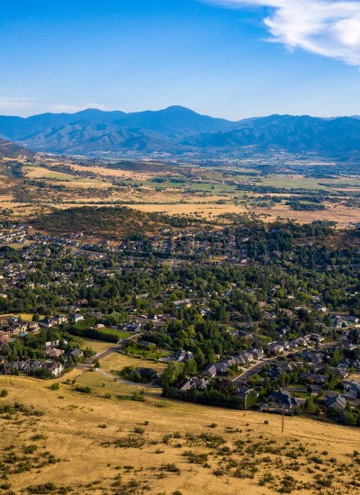 A view of Medford from a high vantage shows the clean line delineating urban growth from rural land