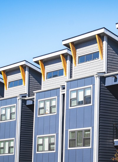 A row of new, densely built housing
