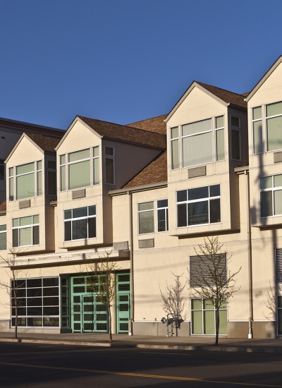 Mixed-used development with compact housing