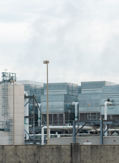 A view of one of Intel's facilities in Oregon on a cloudy day