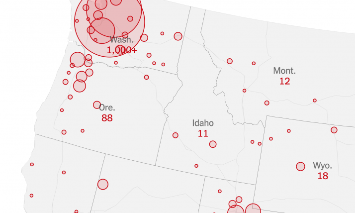 Map of Oregon coronavirus cases