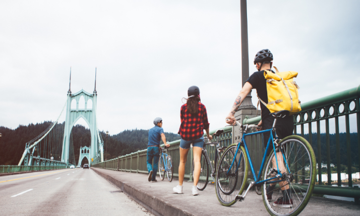 Bikers on St. Johns Bridge