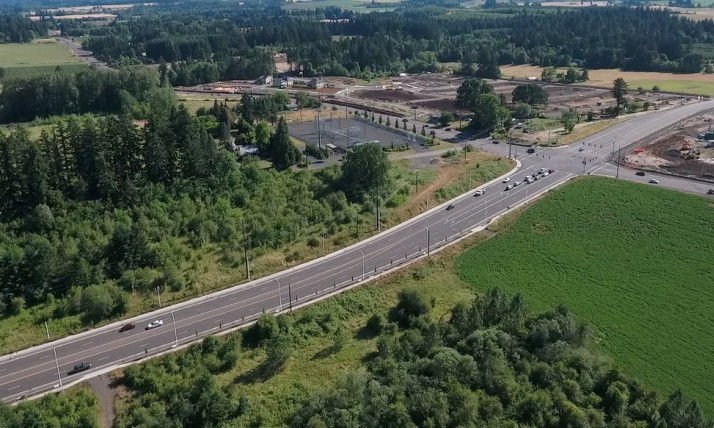 Aerial shot of River Terrace 2.0 land