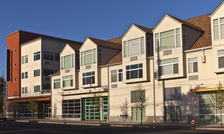 Mixed-used development with compact housing