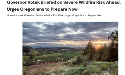 Screenshot of a press release titled, "Governor Kotek Briefed on Severe Wildfire Risk Ahead, Urges Oregonians to Prepare Now," dated May 5.